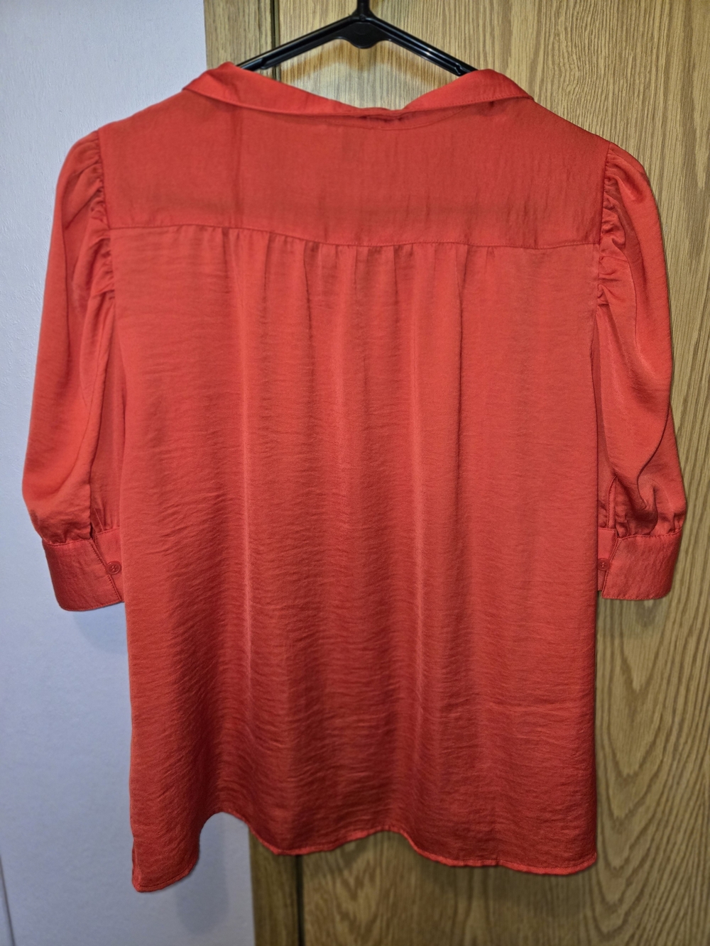 Ann Taylor Factory Red Button-Front V-Neck Blouse - Picture 3 of 3